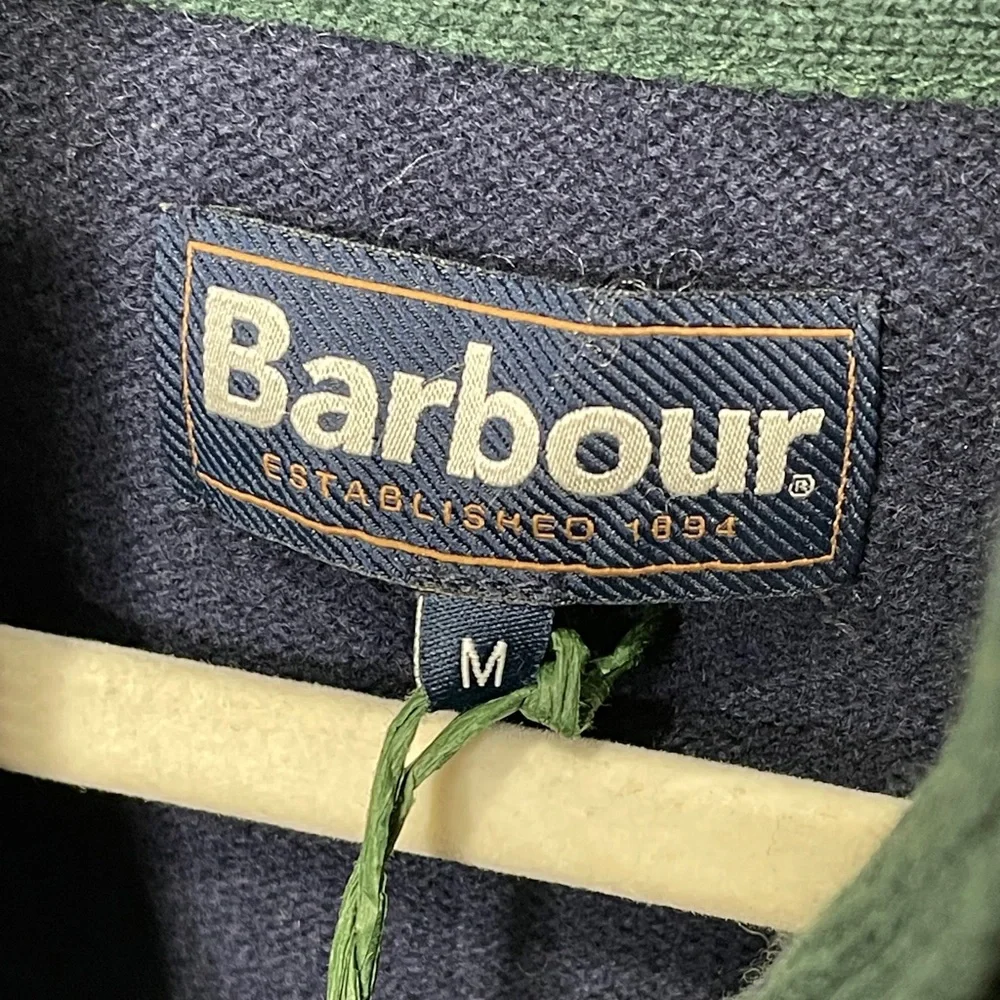 Barbour Hatfield Argyle 100% Wool Half Zip Knitted Sweater Jumper Navy Medium - Picture 6 of 11
